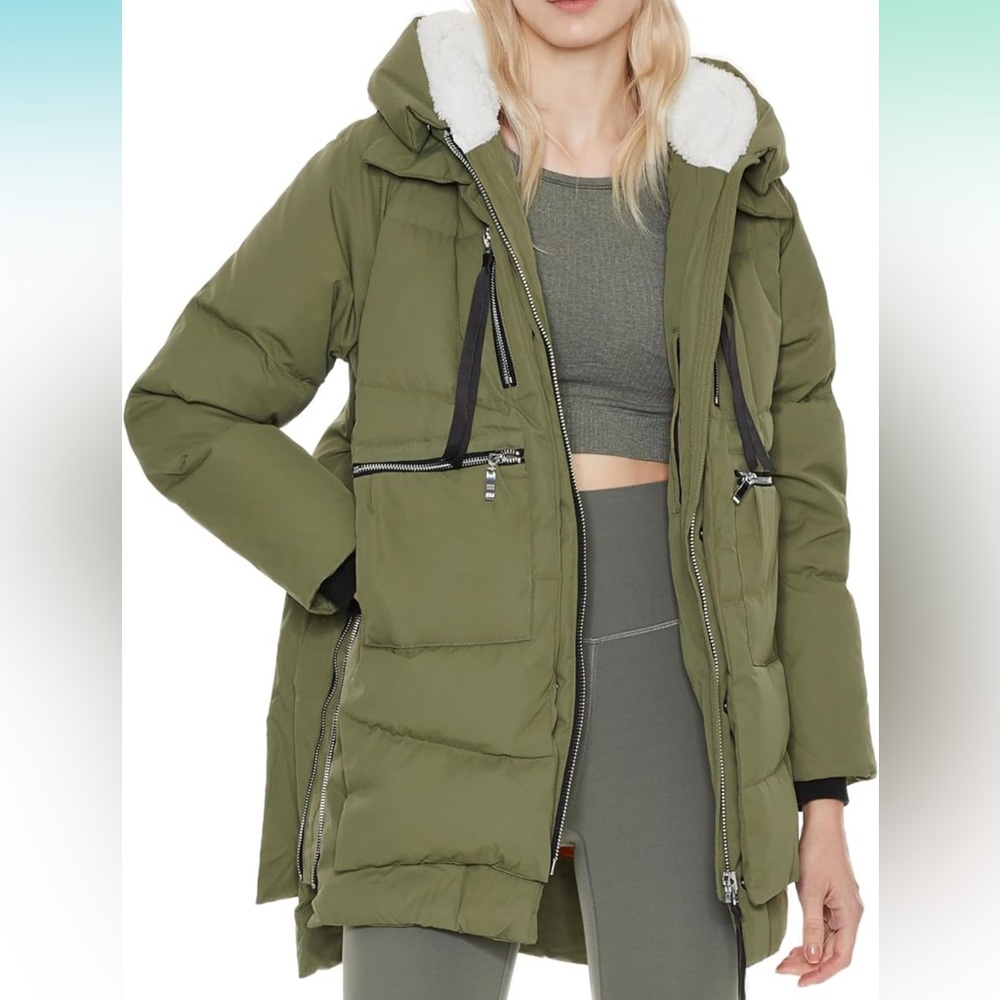 OROLAY   Olive Hooded Puffer Coat NWOT